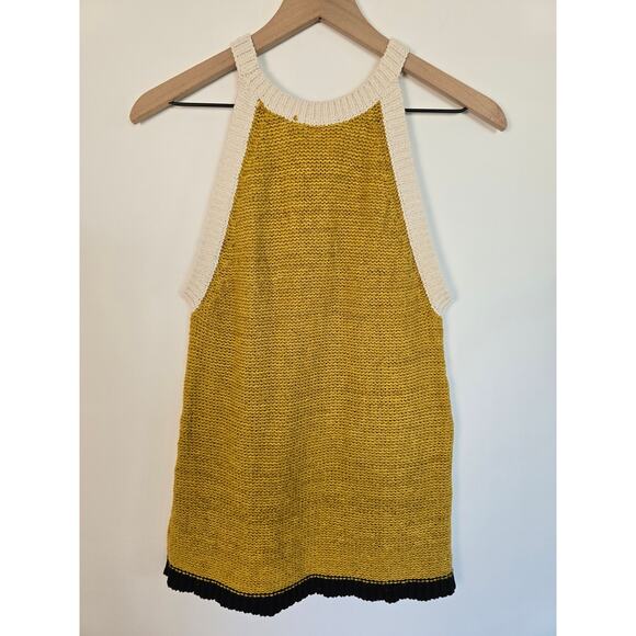 Moth Anthropologie Mustard Knit Sweater Tank Top Size L - Picture 2 of 3